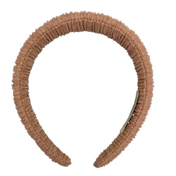 Loeffler Randall Accessories - Loeffler Randall Marina Puffy Headband  Pink Tan Ruched Shimmer Fabric Glitter